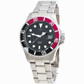 JOBO Quarz analog Herren Armbanduhr Edelstahl und Lünette schwarz/rot | Uhren