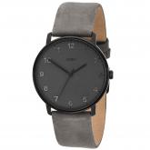 JOBO Quarz analog Herren Armbanduhr Edelstahl schwarz Lederband grau | Uhren