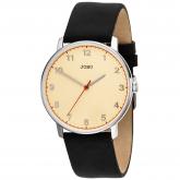 JOBO Quarz analog Herren Armbanduhr Edelstahl Zifferblatt cremefarben | Uhren
