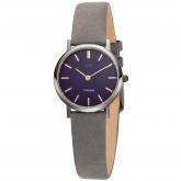 JOBO Quarz analog Damen Armbanduhr Titan mit Lederband dunkelgrau JOBO Quarz analog Damen Armbanduhr Titan mit Lederband dunkelgrau