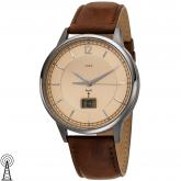 JOBO Funk analog Herren Armbanduhr Titan mit Lederband braun und Datum JOBO Funk analog Herren Armbanduhr Titan mit Lederband braun und Datum