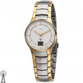 JOBO Damen Funk Armbanduhr Edelstahl bicolor teilvergoldet mit Datum | JOBO