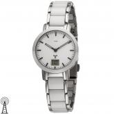 JOBO Damen Funk analog Armbanduhr Edelstahl mit Keramik weiß und Datum | JOBO