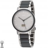 JOBO Funk analog Herren Armbanduhr Edelstahl mit Keramik anthrazitfarben | Uhren