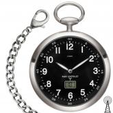 JOBO Funk analog Taschenuhr mit Kette schwarz aus Edelstahl mit Datum | JOBO