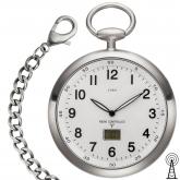 JOBO Funk analog Taschenuhr mit Kette weiß aus Edelstahl mit Datum | JOBO