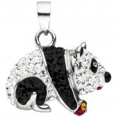 Kinder Anhänger "Pandabär" 925 Sterling Silber mit Lack und bunten Kristallen | Silberschmuck