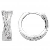 Creolen "X-Form" 925 Silber 18 Zirkonia weiß | Silberschmuck