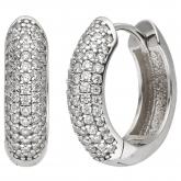 Creolen 925 Sterling Silber mit 130 Zirkonia weiß | Silberschmuck