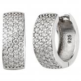 Creolen 925 Sterling Silber mit 88 Zirkonia weiß