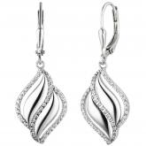 Boutons "Tropfen geschwungen" 925 Sterling Silber mit 86 Zirkonia weiß | Silberschmuck