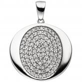 Anhänger rund 925 Silber mit 93 Zirkonia weiß | Edelsteine