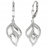 Boutons "Blatt" 925 Silber mit 104 Zirkonia weiß | Silberschmuck