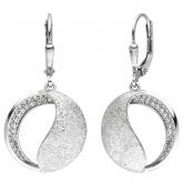 Boutons 925 Silber/teileismatt mit 54 Zirkonia weiß rund | Silberschmuck