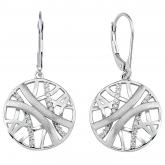 Boutons 925 Silber/teilmatt mit 32 Zirkonia weiß Netz-Optik | Silberschmuck
