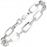Armband 925 Silber rechteckig mit 56 Zirkonia weiß ca. 19 cm | Silberschmuck