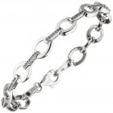 Armband 925 Sterling Silber mit 70 Zirkonia weiß 19 cm oval | Silberschmuck