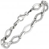 Armband oval 925 Silber mit 48 Zirkonia weiß 19 cm