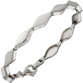 Armband 925 Sterling Silber mit 55 Zirkonia weiß 19 cm  Navette-Form | Silberschmuck