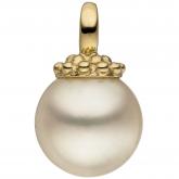 Anhänger 585 Gelbgold mit Süßwasser-Zuchtperle weiß ca. 10,5 mm | Gelbgoldschmuck