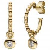 Halbcreolen 585 Gelbgold mit 2 Brillanten 0.24 ct.