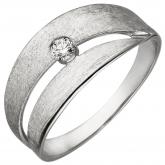 Damen Ring 585 Weißgold/eismatt mit Brillant 0,09ct. | Edelsteine