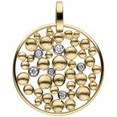 Anhänger rund 585 Gelbgold mit 6 Brillanten 0,13 ct. Kreise | Edelsteine