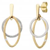 Ohrstecker 585 Gelb-/Weißgold mit 2 Brillanten "Kreis und Tropfen" minimalistisch