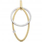 Anhänger 585 Gelb-/Weißgold mit Brillant "Kreis und Tropfen"  minimalistisch | Edelsteine