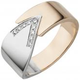 Damen Ring 585 Weiß-/Rotgold bicolor mit 9 Brillanten 0,10 ct. | Rosé- und Rotgoldschmuck