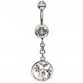 Bauchnabel-Piercing "Baum" Edelstahl mit Kristallsteinen Bauchnabel-Piercing "Baum" Edelstahl mit Kristallsteinen
