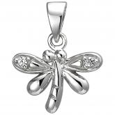 Kinder Anhänger "Libelle" 925 Silber mit 2 Zirkonia weiß | Silberschmuck