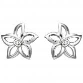 Ohrstecker "Blume" 925 Silber mit 2 Zirkonia weiß | Edelsteine