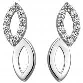 Ohrstecker 925 Sterling Silber mit 20 Zirkonia weiß Zwillings-Navette | Silberschmuck
