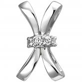 Anhänger 925 Silber mit 5 Zirkonia weiß "X-Form" | Edelsteine