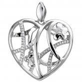 Anhänger "Herz mit Blumen" 925 Silber mit 47 Zirkonia weiß | Silberschmuck