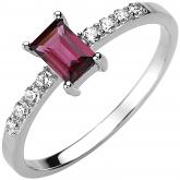 Damen Ring 925 Silber mit Rhodolith und 8 Zirkonia weiß | Silberschmuck