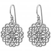 Ohrhaken "Rosette" 925 Sterling Silber mit 8 Zirkonia weiß | Silberschmuck