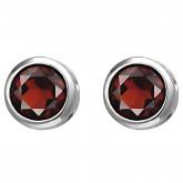 Ohrstecker 925 Sterling Silber mit 2 Granat-Edelsteinen rot | Edelsteine