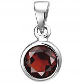Anhänger rund 925 Sterling Silber mit Granat rot | Edelsteine