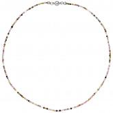 Collier mit Süßwasser-Zuchtperlen weiß und Turmalin multicolor 46 cm | Edelsteine