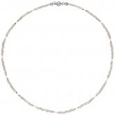 Collier mit weißen Zuchtperlen, Labradorit und Turmalin pink 43 cm | Edelsteine