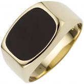 Herren Ring 585 Gelbgold mit Onyx schwarz rechteckig | Herrenschmuck