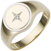 Herren Ring rund 585 Gelbgold mit Brillant | Herrenschmuck