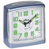 Atlanta analog Wecker metallic blau leise mit Licht | Atlanta