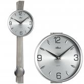 Atlanta Quarz analog Pendel-Wanduhr silberfarben mit Lochstanzung | Atlanta
