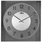 Atlanta Quarz analog Wanduhr quadratisch Metall anthrazit und Lochstanzung | Atlanta