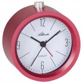 Atlanta Quarz analog Wecker rund metallic rot leise mit Licht