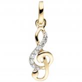 Anhänger "Violinschlüssel" 333 Gelbgold mit 9 Zirkonia weiß | JOBO