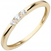 Damen Ring 333 Gelbgold mit 3 Zirkonia weiß | Gelbgoldschmuck